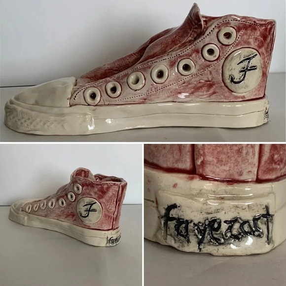 Fayezart Signed Northwest Studio Art Pottery Sneaker Converse Shoe Red - Picture 1 of 16